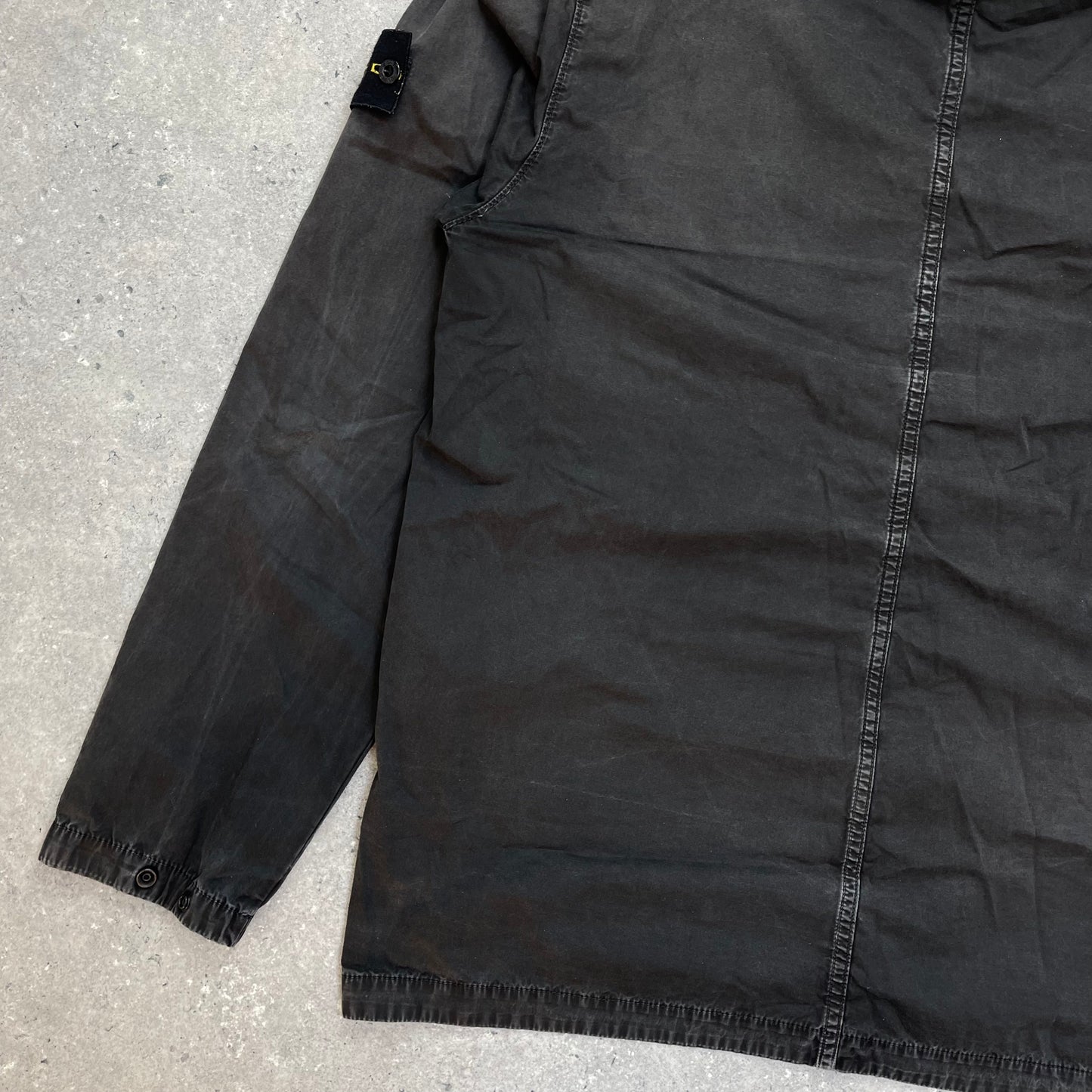 Stone Island Black Brushed Cotton Hooded Overshirt Jacket