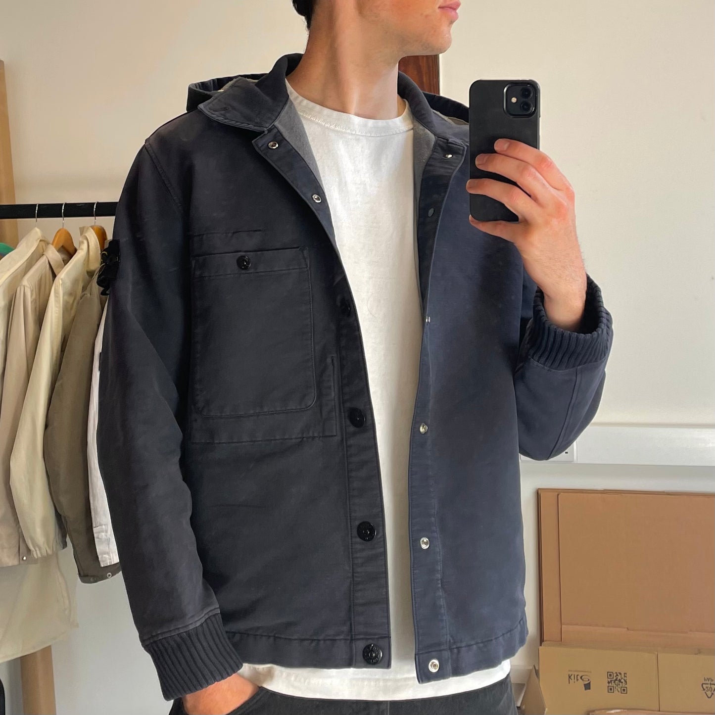 Stone Island Grey Hooded Cardigan Jacket AW04