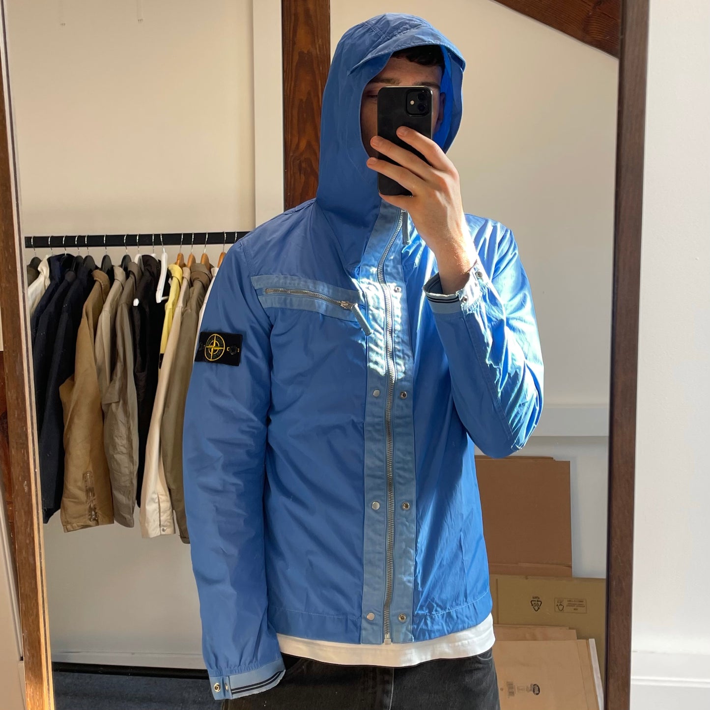 Stone Island Blue Spalmatura Nylon Hooded Jacket SS09