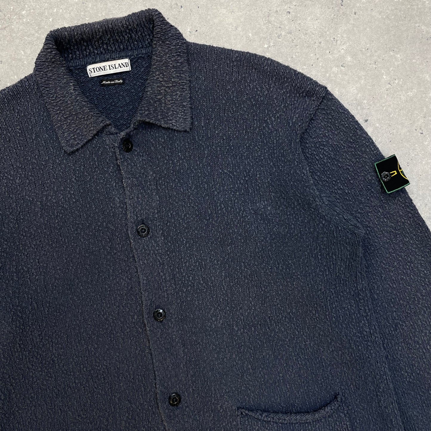 Stone Island Blue Chenille Knit Cardigan SS96