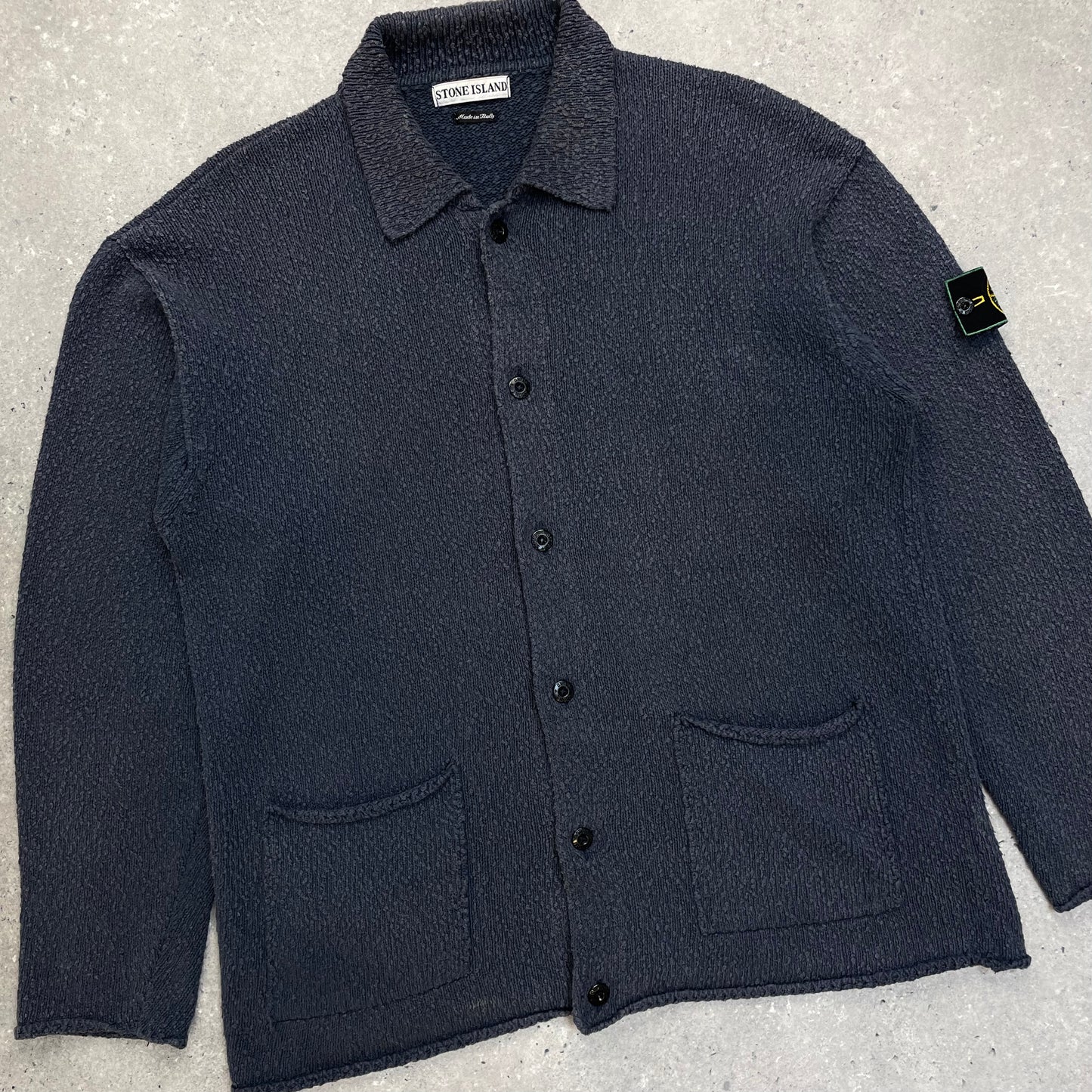 Stone Island Blue Chenille Knit Cardigan SS96