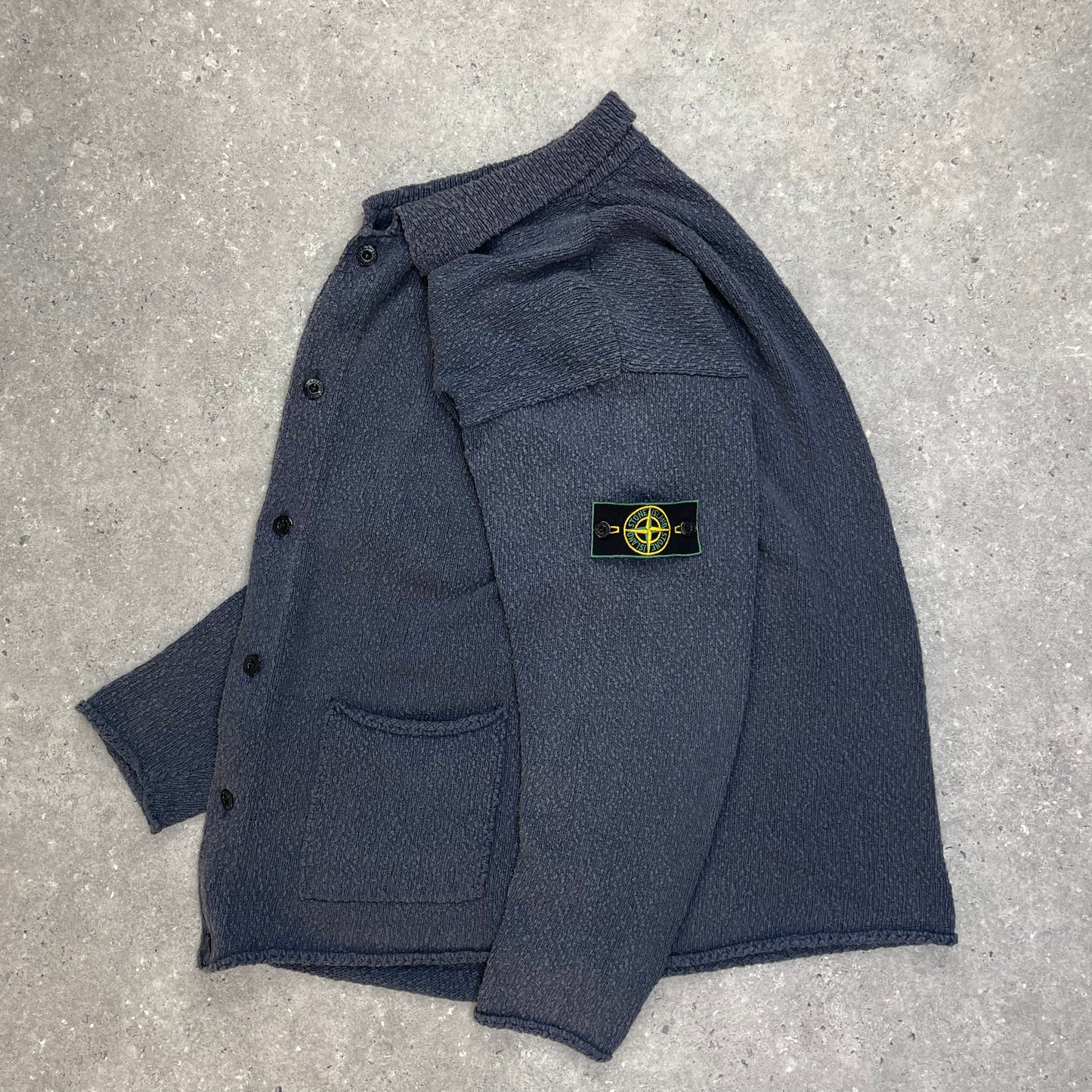 Stone Island Blue Chenille Knit Cardigan SS96