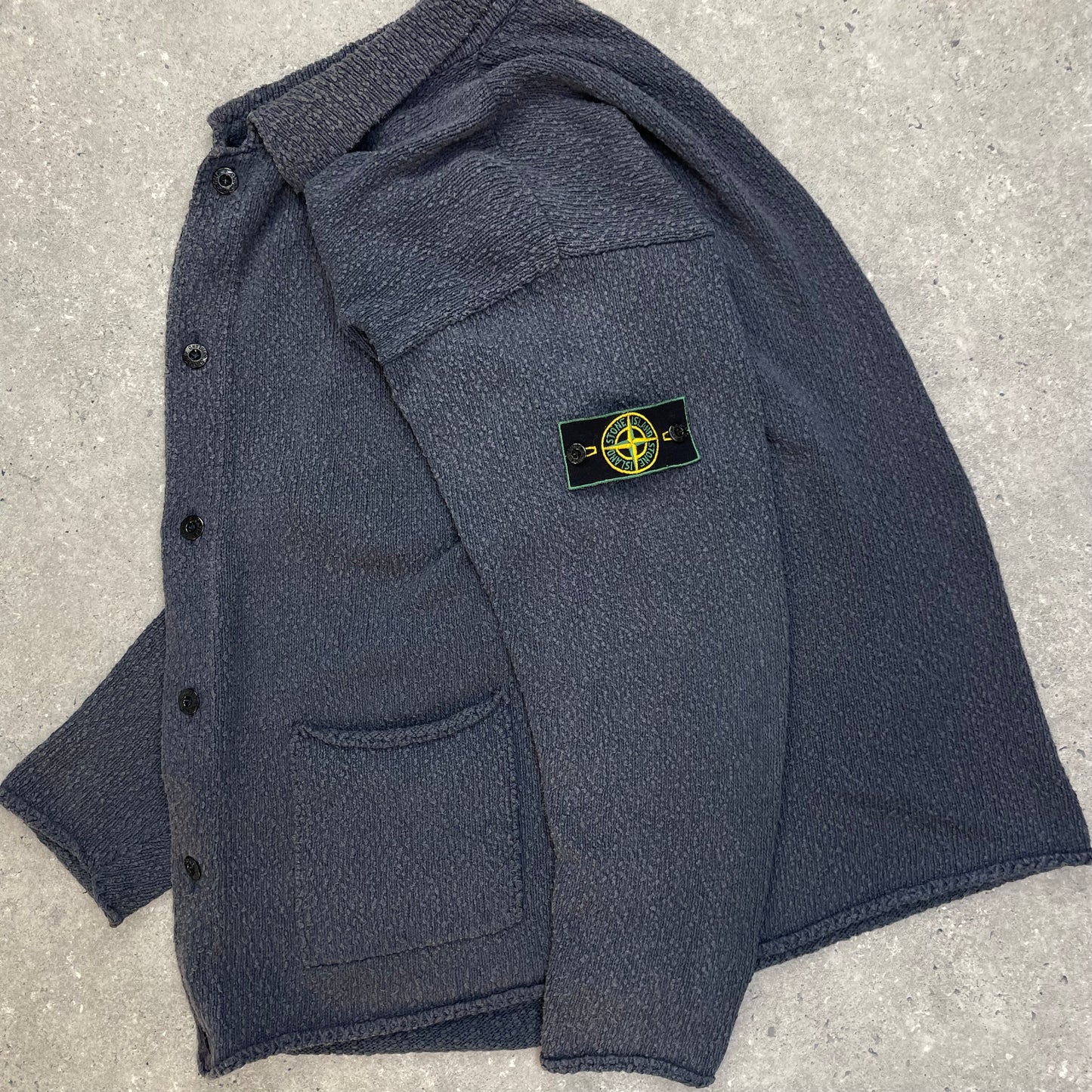 Stone Island Blue Chenille Knit Cardigan SS96