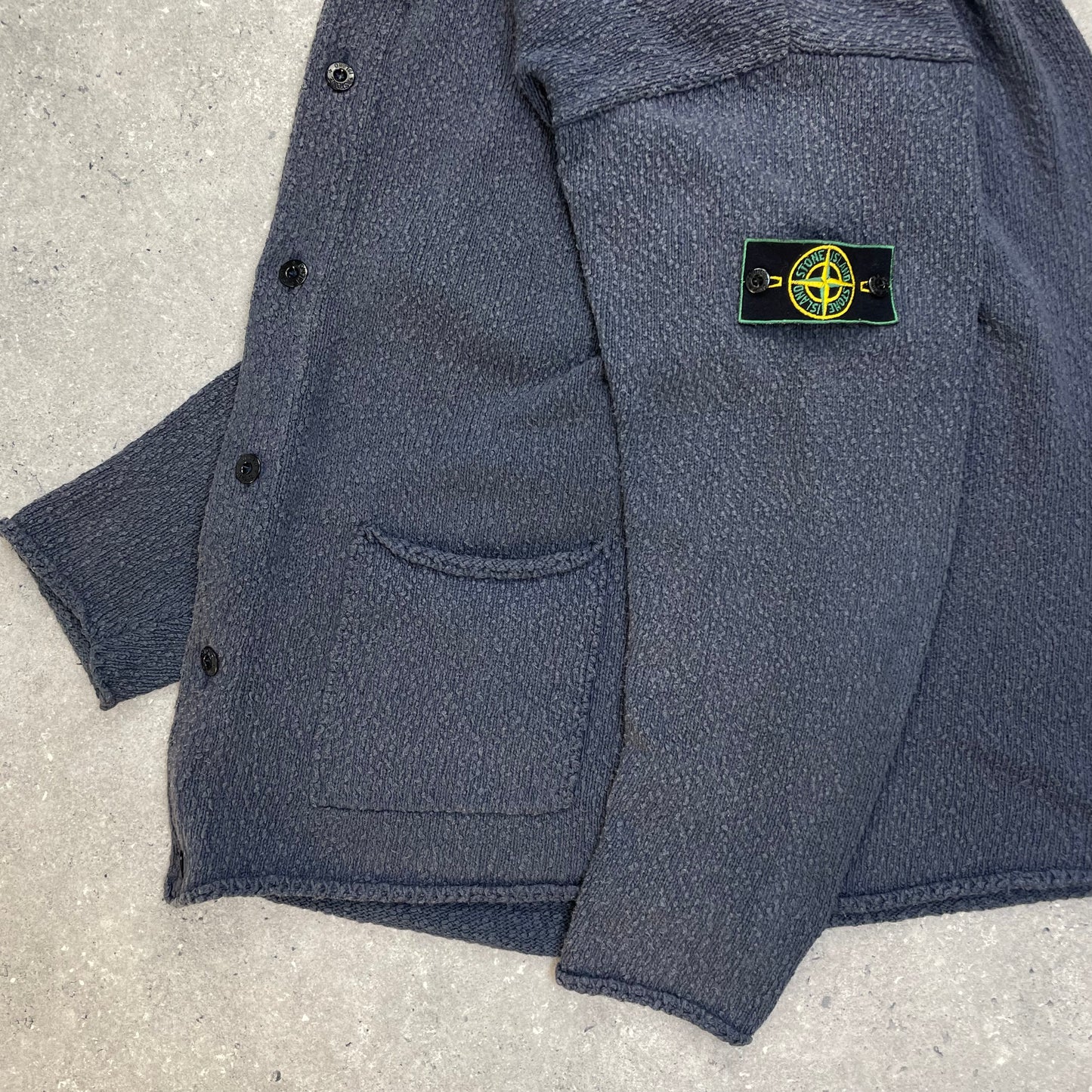 Stone Island Blue Chenille Knit Cardigan SS96