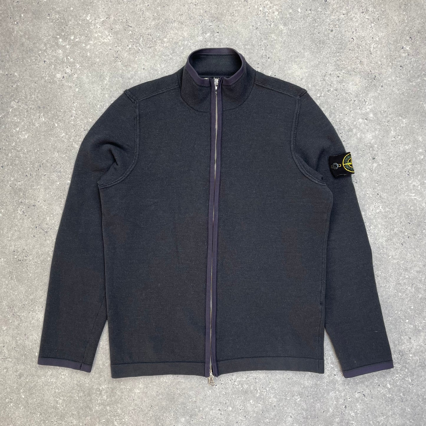 Stone Island Grey Zip-Through Lightweight Knit Jumper