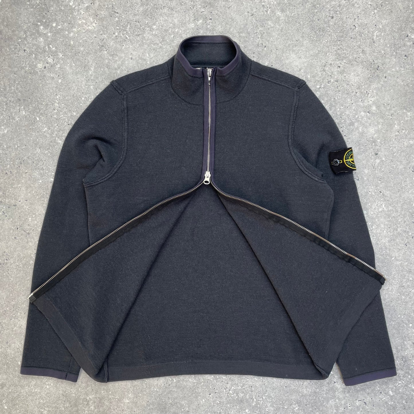 Stone Island Grey Zip-Through Lightweight Knit Jumper