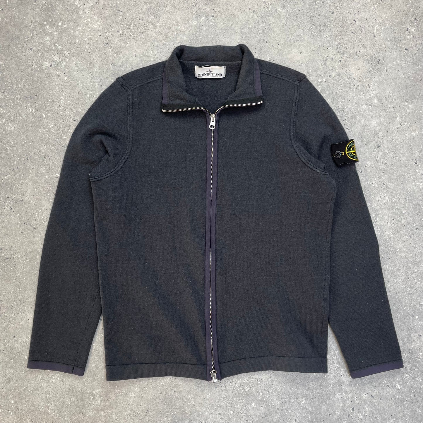 Stone Island Grey Zip-Through Lightweight Knit Jumper