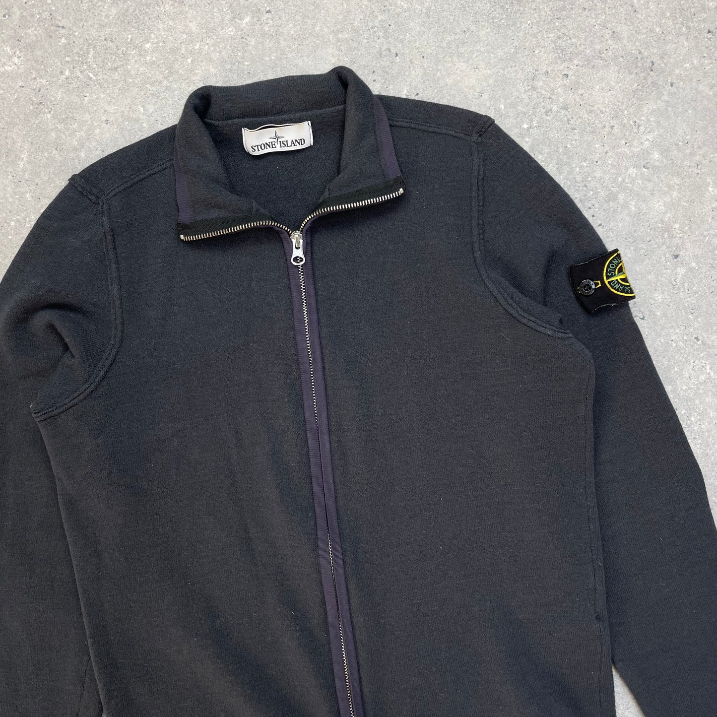 Stone Island Grey Zip-Through Lightweight Knit Jumper