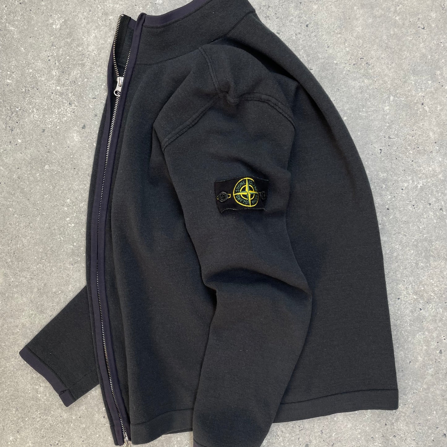 Stone Island Grey Zip-Through Lightweight Knit Jumper