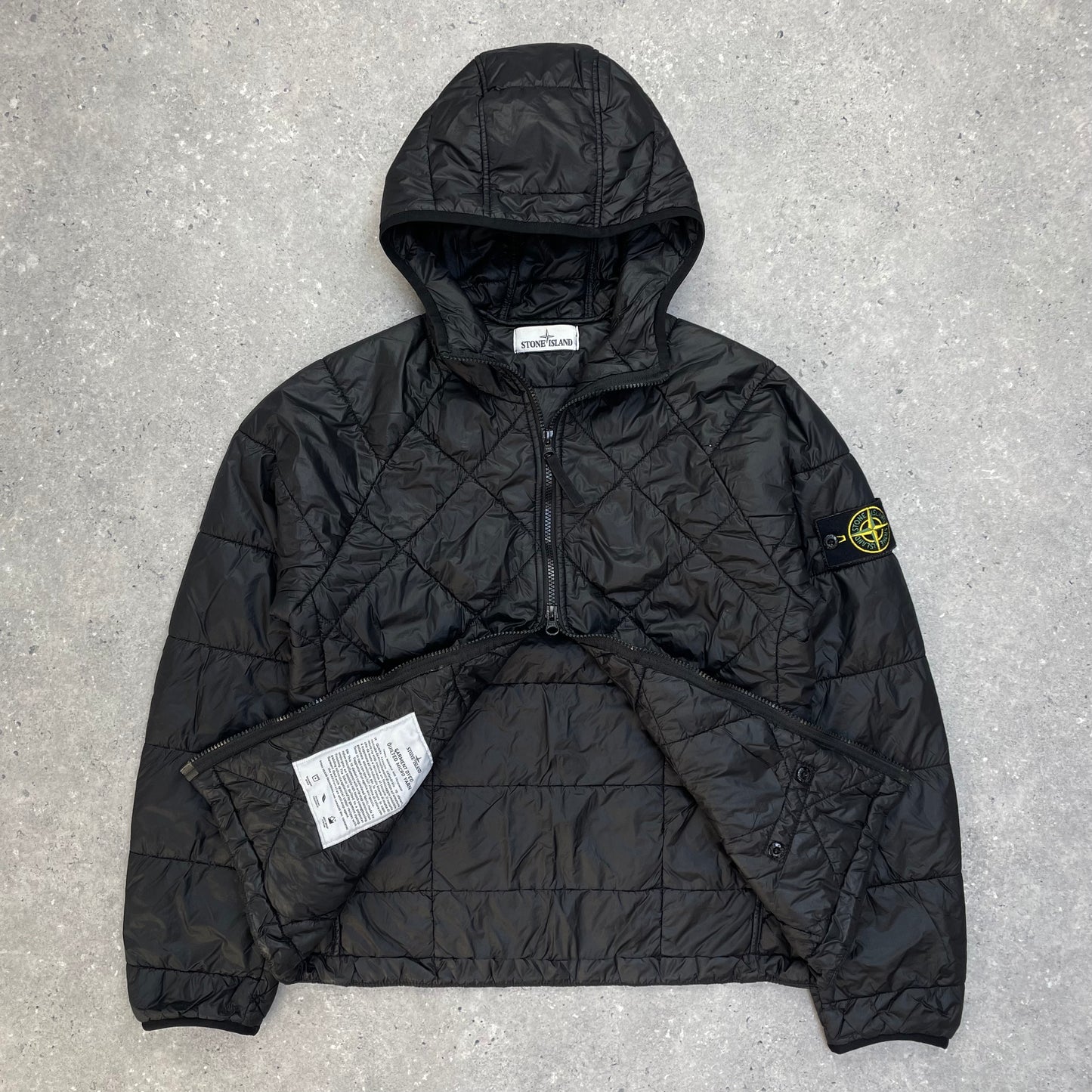 Stone Island Black Quilted Micro Yarn Hooded Jacket