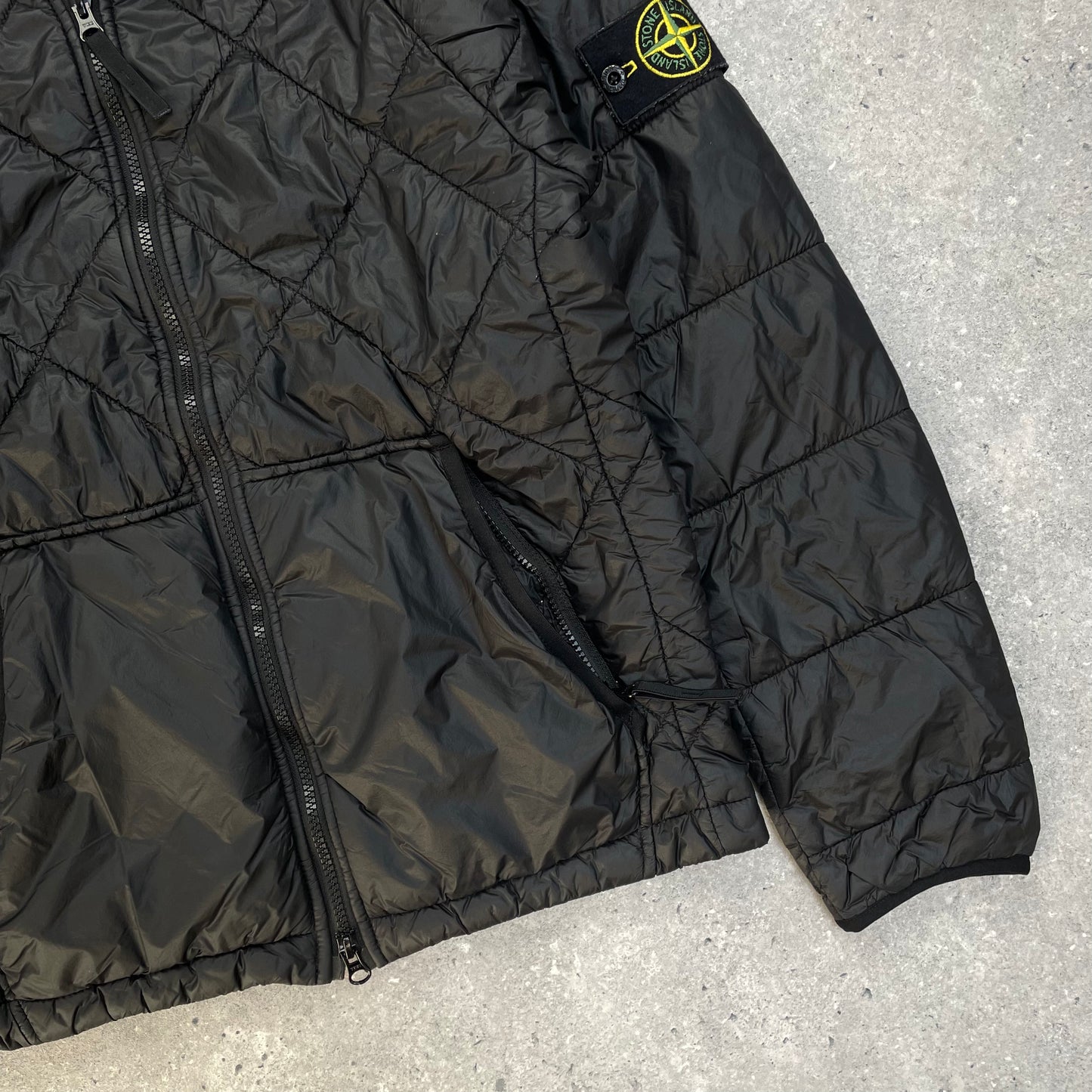 Stone Island Black Quilted Micro Yarn Hooded Jacket