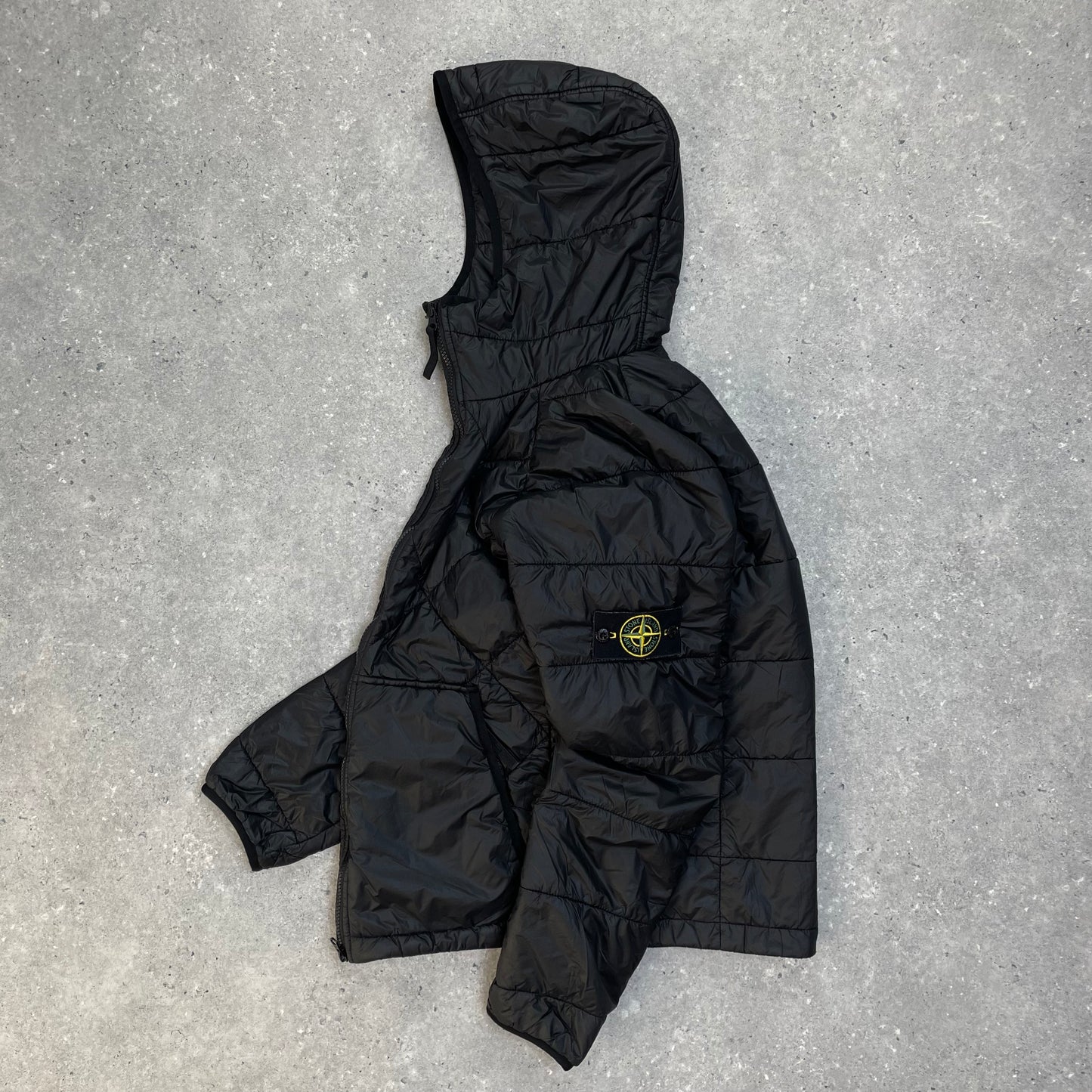 Stone Island Black Quilted Micro Yarn Hooded Jacket