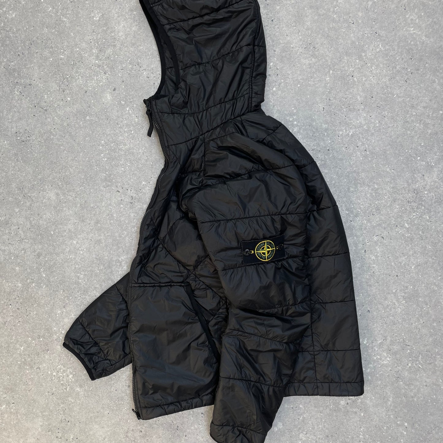 Stone Island Black Quilted Micro Yarn Hooded Jacket