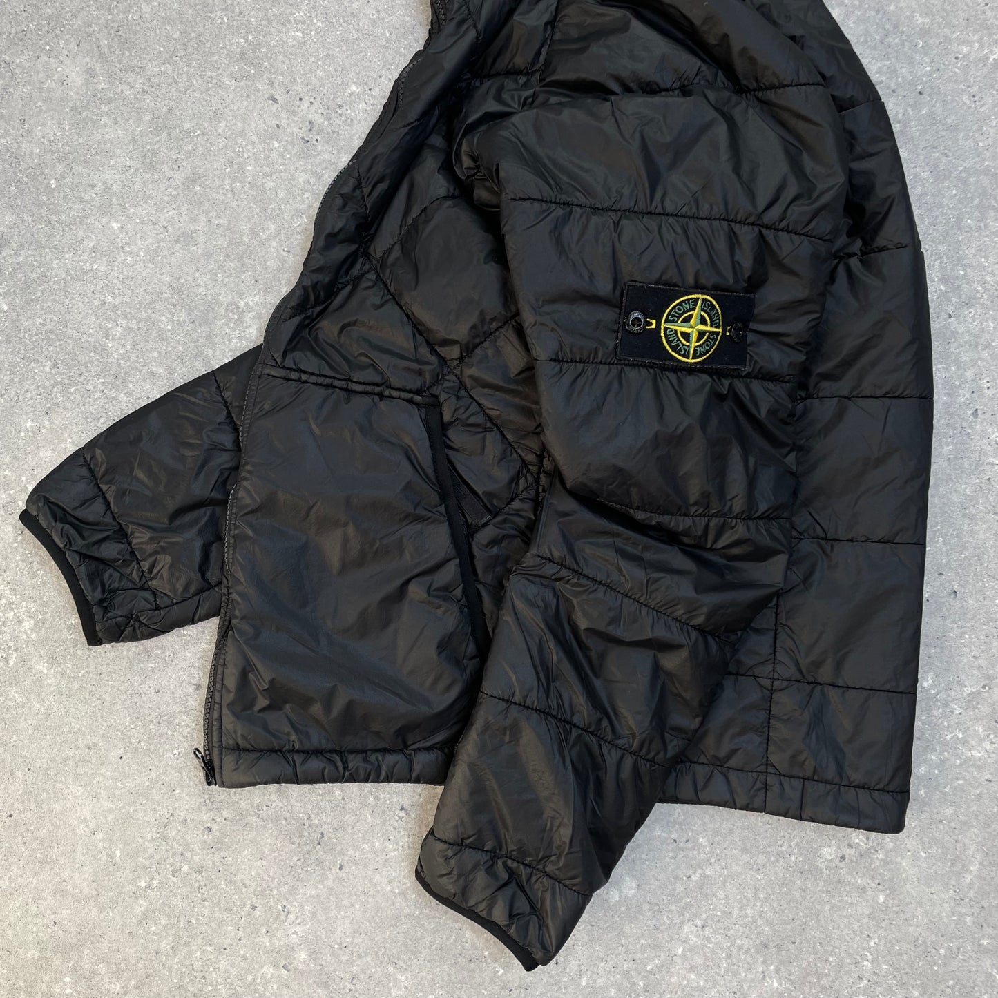 Stone Island Black Quilted Micro Yarn Hooded Jacket