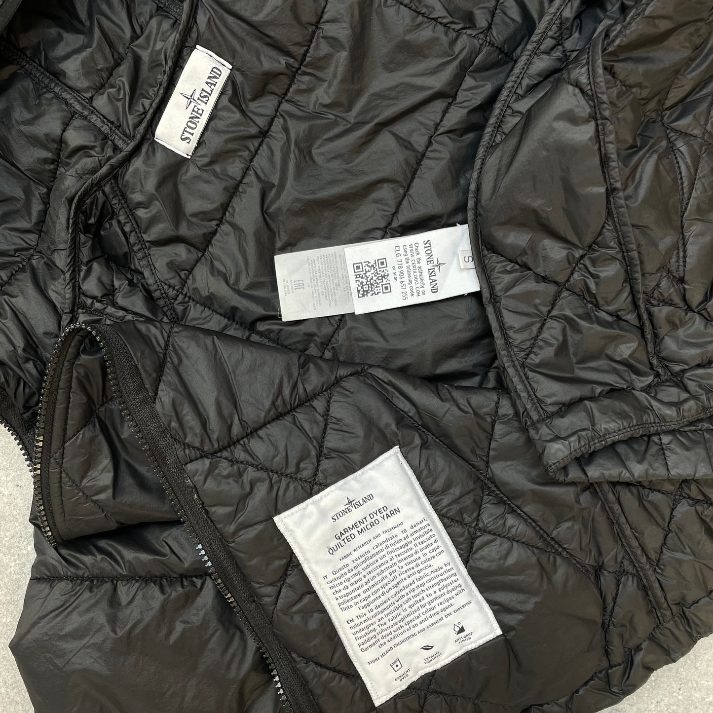 Stone Island Black Quilted Micro Yarn Hooded Jacket