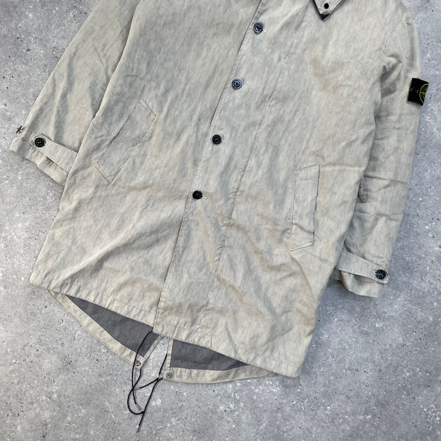 Stone Island Grey Trench Coat w/ Detachable Liner & Concealed Hood AW04