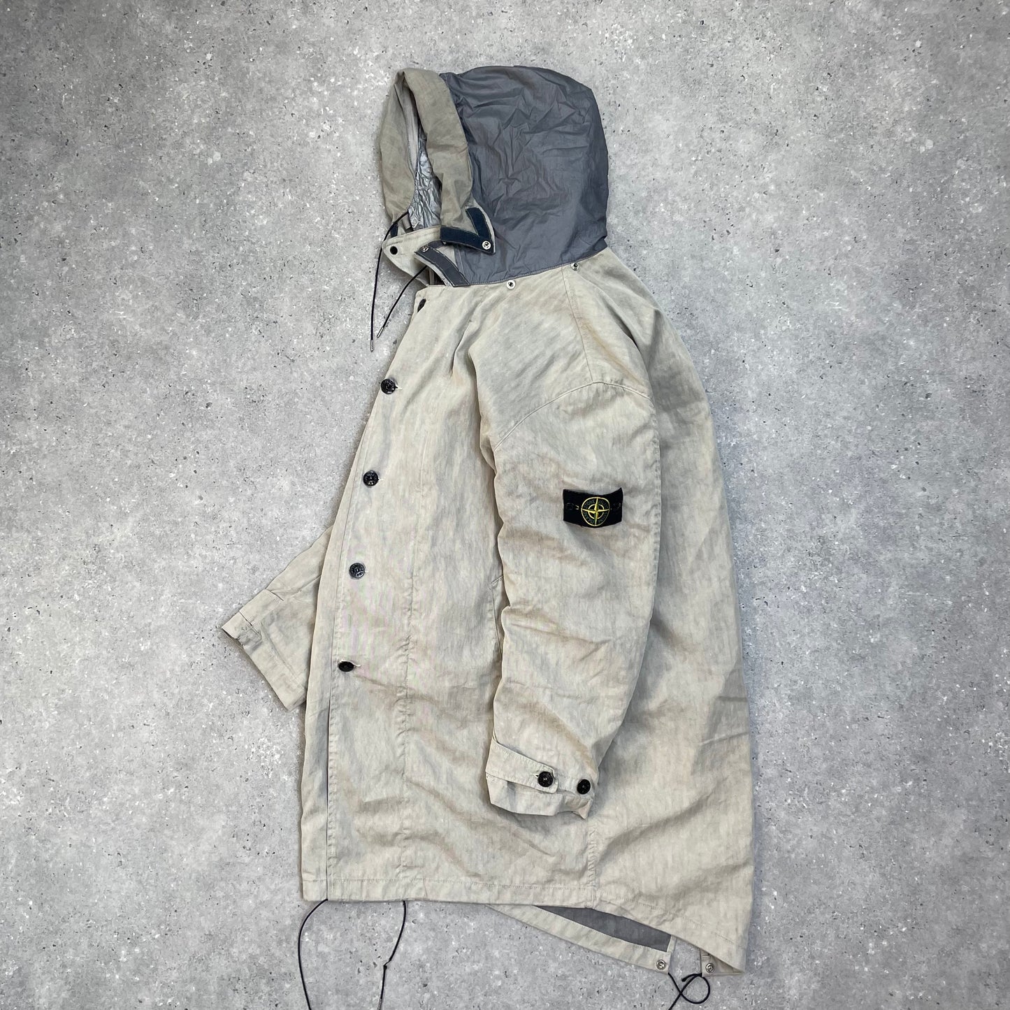 Stone Island Grey Trench Coat w/ Detachable Liner & Concealed Hood AW04